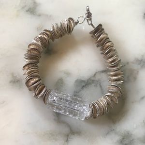 Quartz and Silver disc bracelet